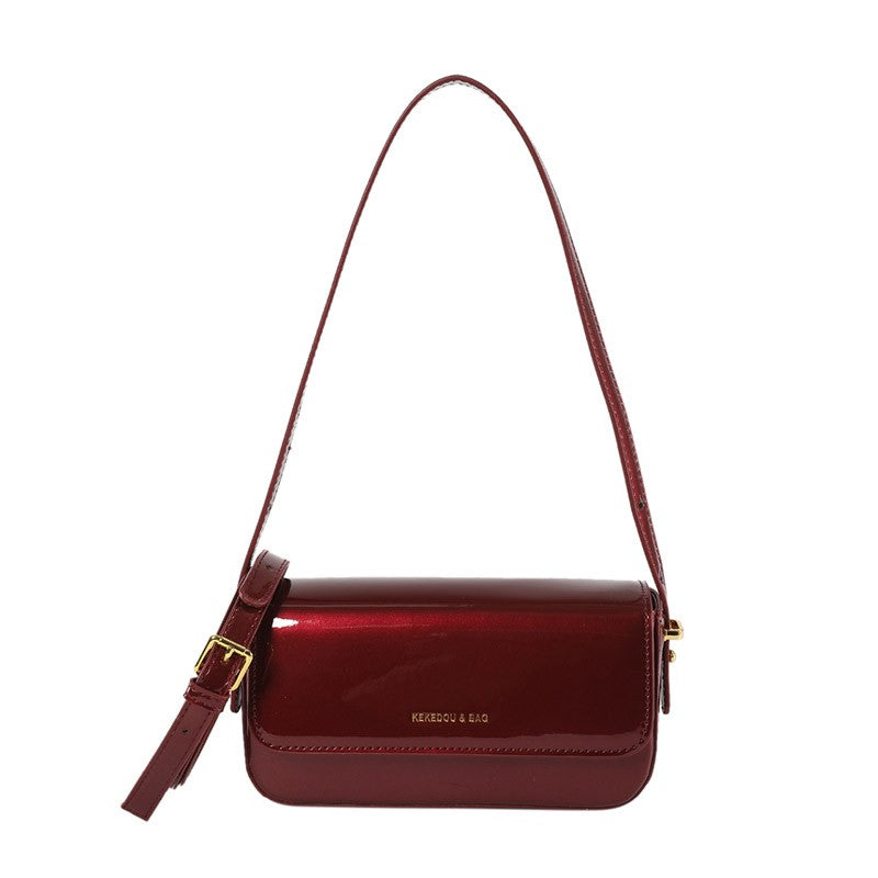 Solid color personalized women's bag Angola red classic style small bag light luxury texture shoulder bag