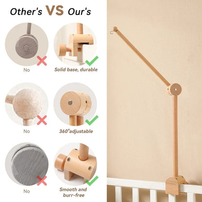 Brinquedo Chocalho para Bebê, Suporte de Berço, Móbile de Madeira, 0-12 Meses, Recém-nascido, Chocalho de Crochê, Suporte para Pendurar Brinquedos, Suporte para Berço de Bebê, Presente