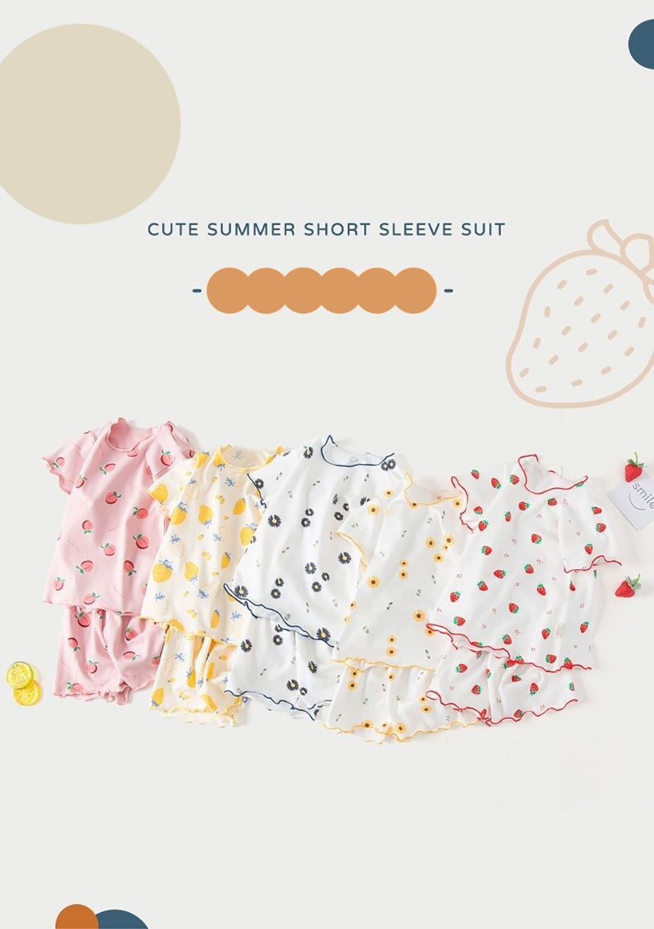 Girls Summer Pajama Sets Stylish Cartoon Pattern Printing Short Sleeve Top and Pants Made from Luxurious Cozy Ice Silk Material