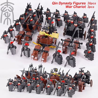 MOC Império Romano Exército Espartano Soldado Medieval Carruagem Blocos de Montar Tijolos Brinquedos de Capacete de Guerra Militar Antiga Para Crianças