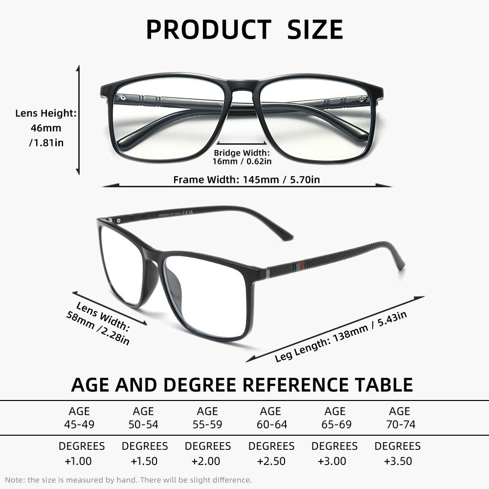 2PCS Rectangle Reading Glasses Man Women Anti Blue Light Presbyopia Eyeglasses Reader +1.0+1.5+2.0+2.5+3.0+3.5