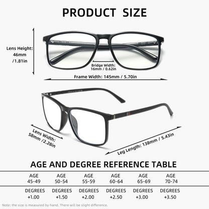 2PCS Rectangle Reading Glasses Man Women Anti Blue Light Presbyopia Eyeglasses Reader +1.0+1.5+2.0+2.5+3.0+3.5