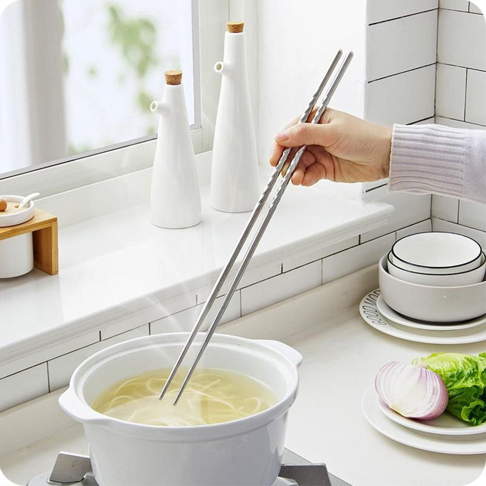 Varetas de Culinária Longas para Cozinha, Hashi de Metal, Utensílios de Cozinha, Hashi Doméstico, Prático