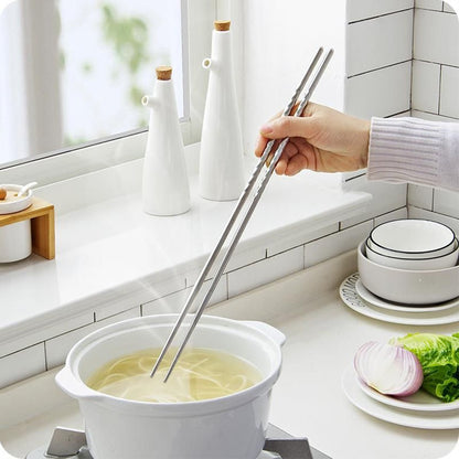 Varetas de Culinária Longas para Cozinha, Hashi de Metal, Utensílios de Cozinha, Hashi Doméstico, Prático