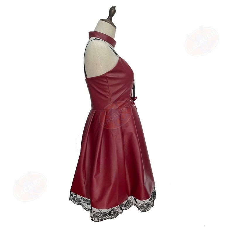Death Note Cosplay Costume Misa Amane Imitation Leather Sexy Dress +Neck jewelry+stockings+necklace Uniform Outfit Halloween Wig