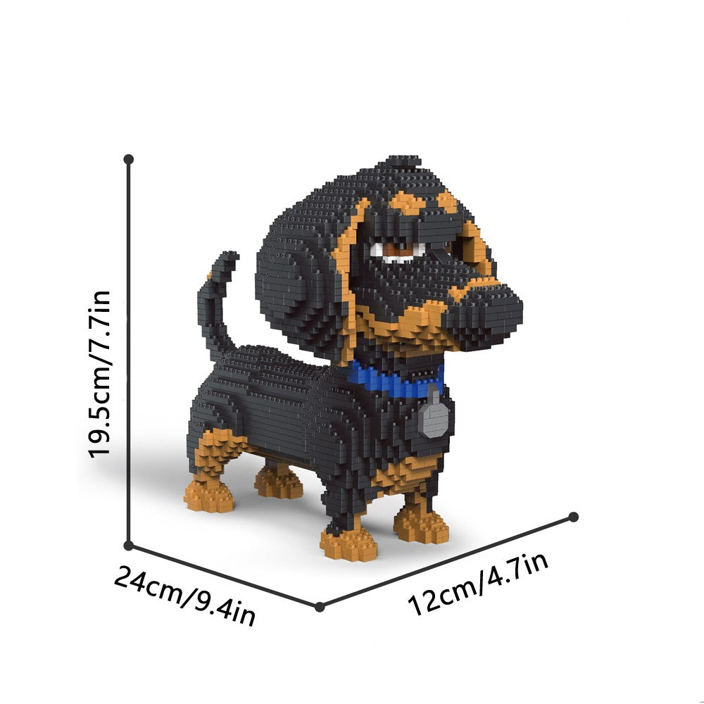 KNEW BUILT Modelo de Cachorro Dachshund Micro Mini Blocos de Construção Conjunto Brinquedos Educacionais Recreativos Presente para Amantes de Pets Peças de Decoração