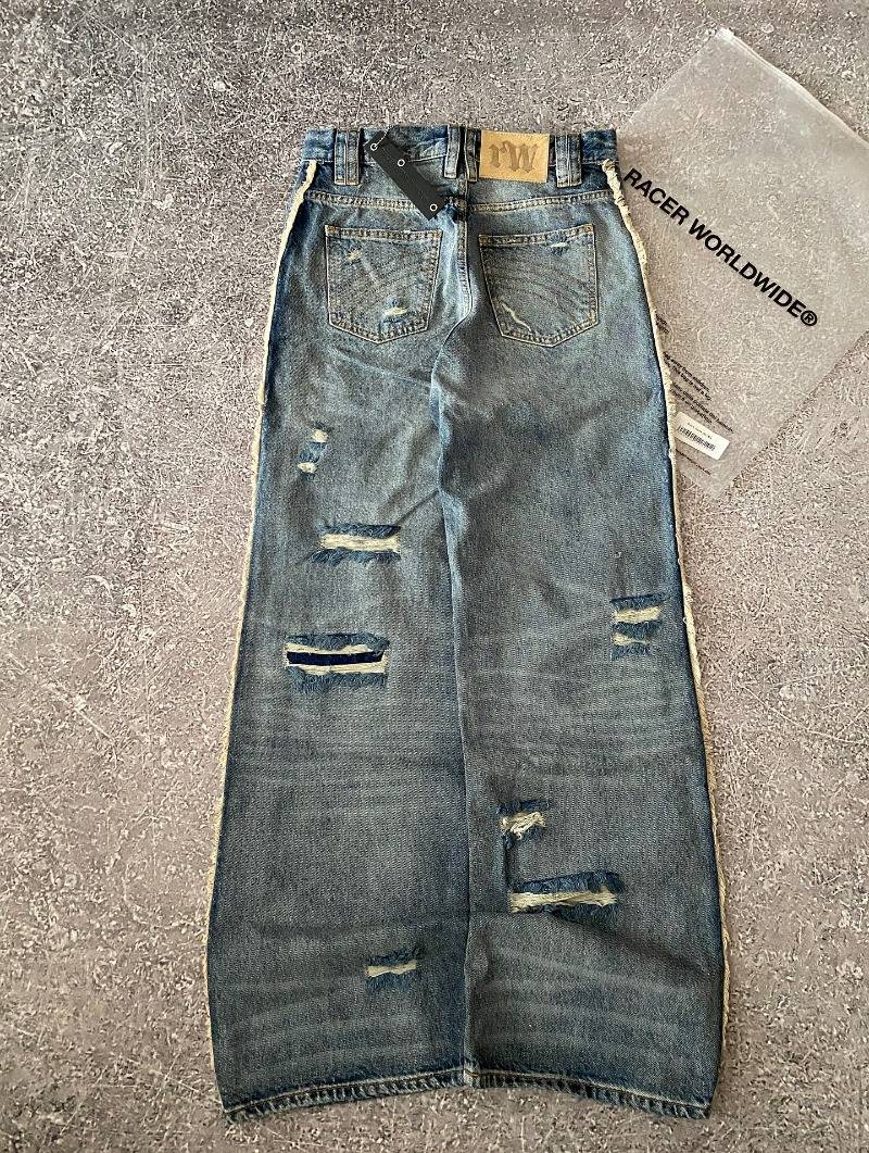 Y2K American New Pattern Embroidery Wash Baggy Jeans Men High Street Vintage Hip Hop Fashion Casual Joker Couple Wide-leg Pants