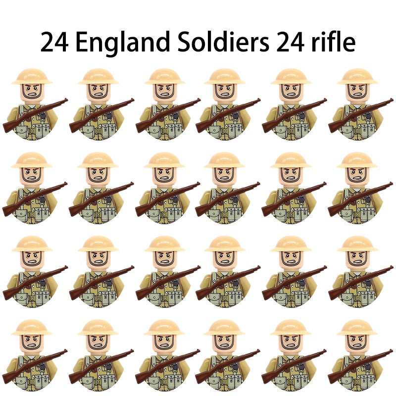 Brinquedos de blocos de montar para crianças: Modelos de Mini Armas de Exército Nacional de Guerra de Soldados de Infantaria da Segunda Guerra Mundial