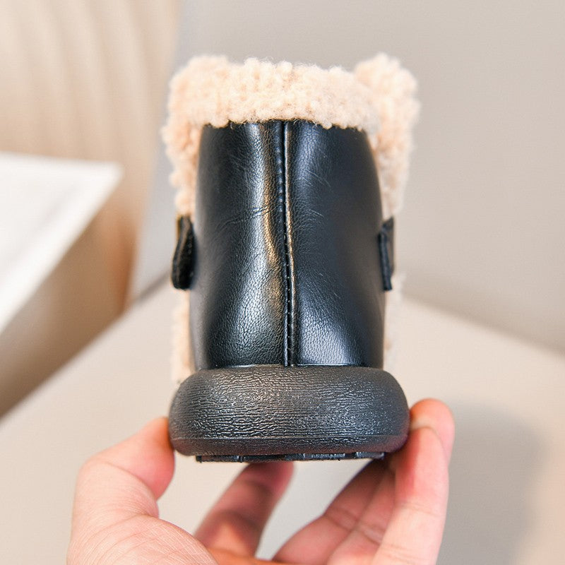 Winter Fur Boots For Children 2025 Trend Fashion Boy's Girl's Plush Snow Boots Anti-slippery Teenager Kid's Padded Boots Cotton