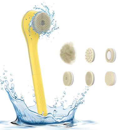 Electric shower brush, rechargeable, waterproof IPX7, 3-speed 6-in-1, wireless shower brush head, lazy scrubbing tool
