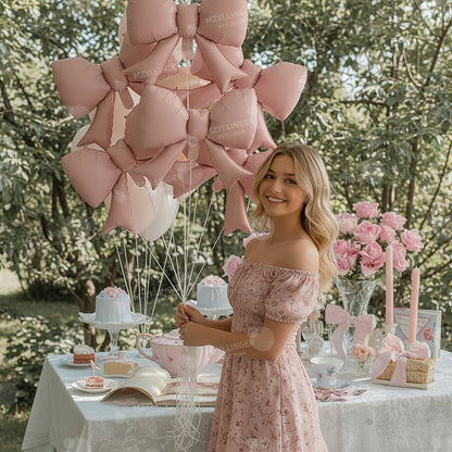 Pink Bow Birthday Balloon Happy Birthday Letter Balloon Used for Wedding, Valentine's Day, Birthday, Proposal Decoration Decor