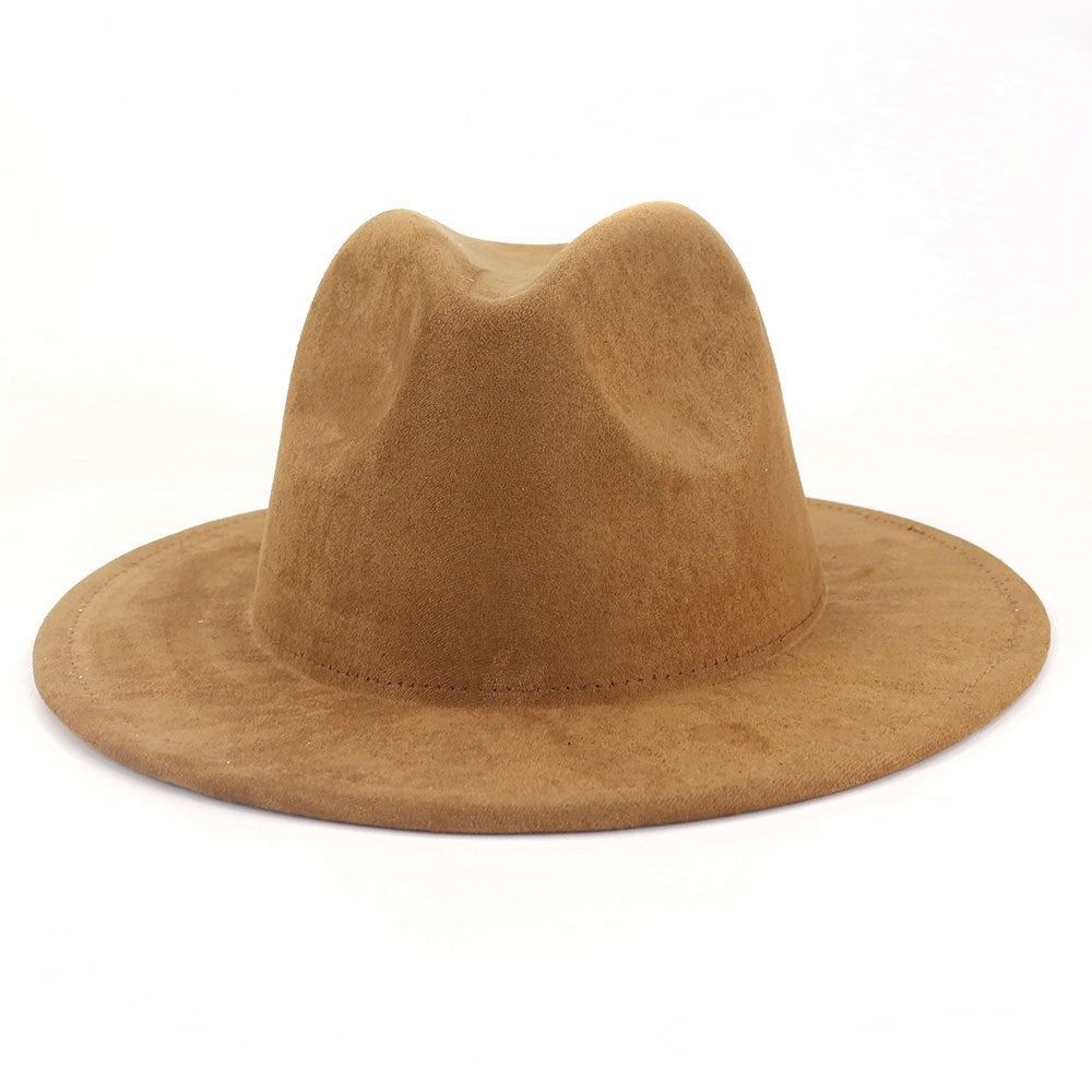 Chapéus Fedora de Camurça Feminino de Luxo Cor Sólida Elegante Festa Igreja Cartola Masculino Aba Larga Panamá Boné de Feltro Sombreros De Mujer