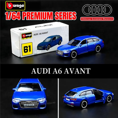 Bburago 1:64 Audi A6 Avant Réplica Carro Modelo, Escala Honda Mercedes Audi Porsche Ford VW Miniatura de Metal Brinquedo Infantil Menino
