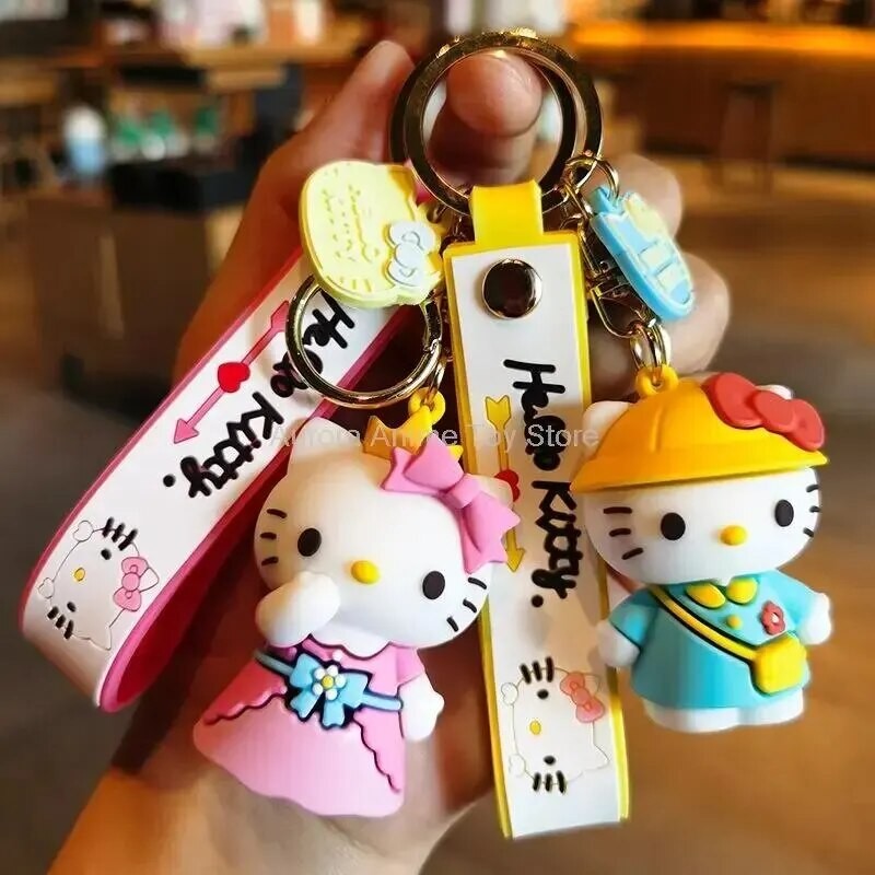 Sanrio Hello Kitty Keychain Kawaii Anime Cartoon Cinnamoroll Car Key Ring Dolls Pendant Backpack Ornaments Gifts for Friends