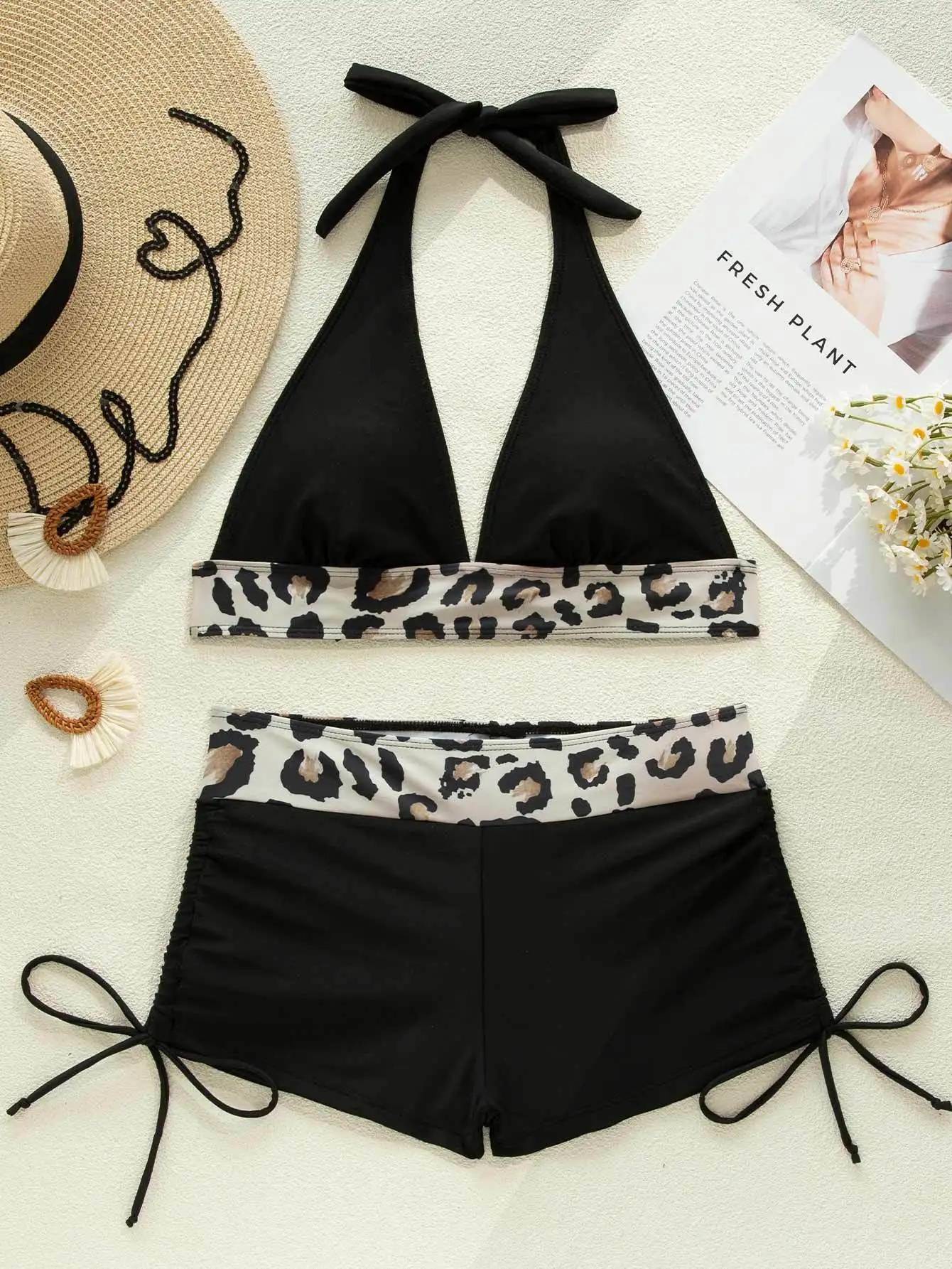 Conservative Skull Print Bikini Women's Swimsuit Flat Briefs New Arrival Swimwear from Mainland China Female Fashionable