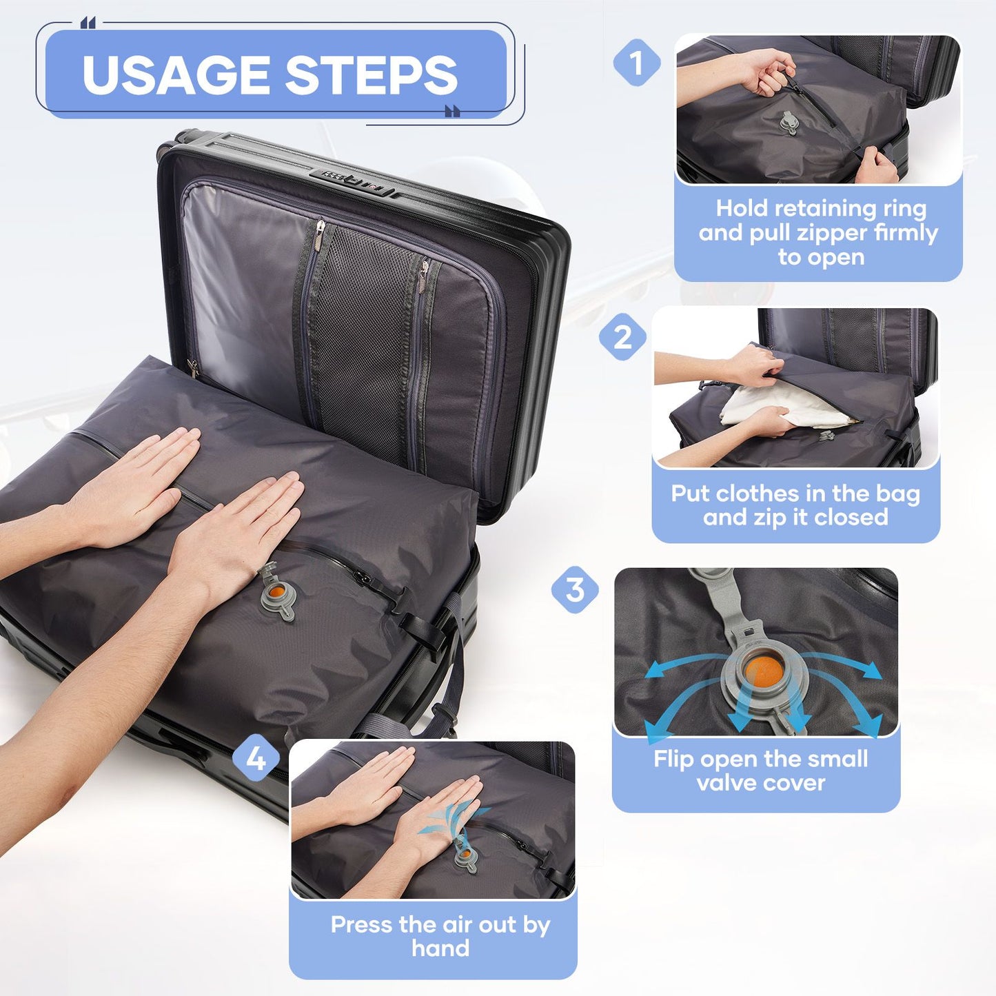 New Valigie, Suitcase Plane Cabin Luggage Vacuum Compression roller Luggage, Vacuum Storage For Clothes?Large Size Suitcase