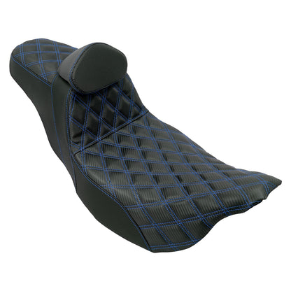Assento 2 Lugares Moto Garupa Com Encosto Ajustável Almofada Para Harley Touring Electra Road Glide 09-23 Assento De Couro