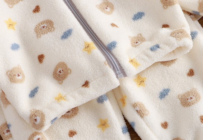 Autumn Winter Kids Thick Fleece Pajama Sets  Korean Cartoon Toddler Girls Fashion Plush Warm Outfits 1-4Y Boys Home Wear Suit