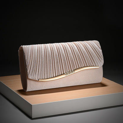 Premium Pleated Clutch Bag with Metal Trim Fashion Classic Chain Shoulder Bag for Evening Weddings And Parties