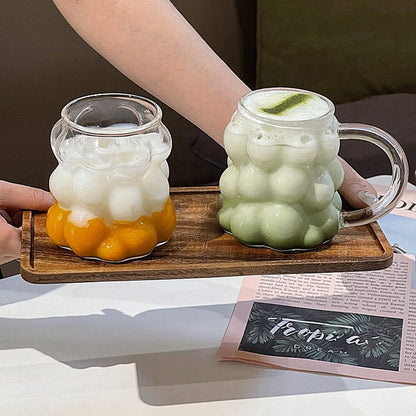 Copo de Vidro INS Copo Térmico Resistente ao Calor Transparente para Suco Leite Café Design Único Copo de Vidro Rosa 3D Copos de Água Utensílios de Bar