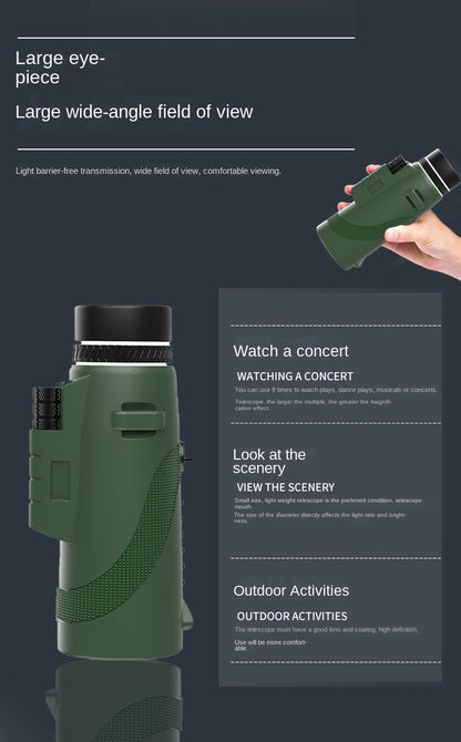 Telescópio Monocular de Alta Definição para Shows, Viagens, Lente Óptica Única para Esportes e Atividades ao Ar Livre