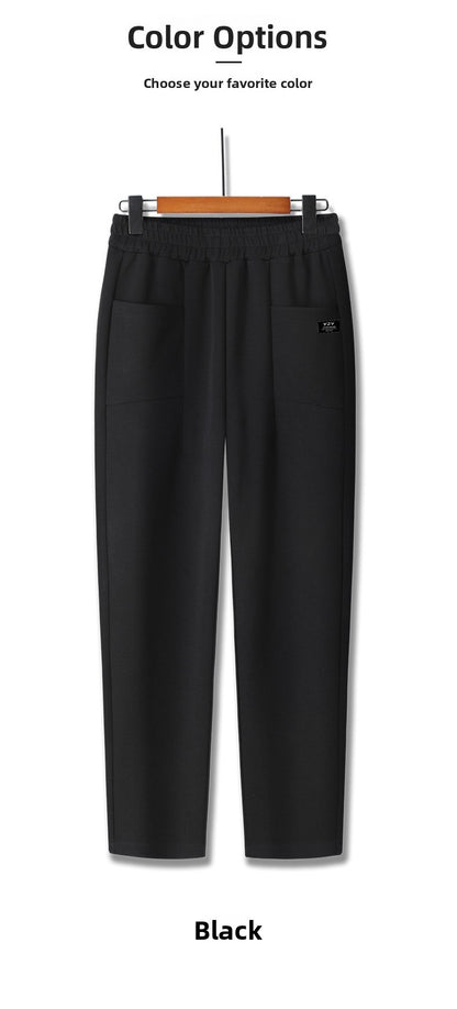 High Waist Straight Leg Pants Women's Fleece Lined Elastic Casual Mom Pants Spring Autumn Winter Polyester Fiber Harlan Pants