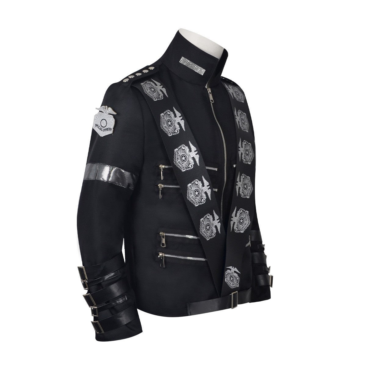 Michael Jackson BAD Tour Cosplay Costume Black Military Jacket Eagle Print Rivet — Unisex Stage Performance Outfit