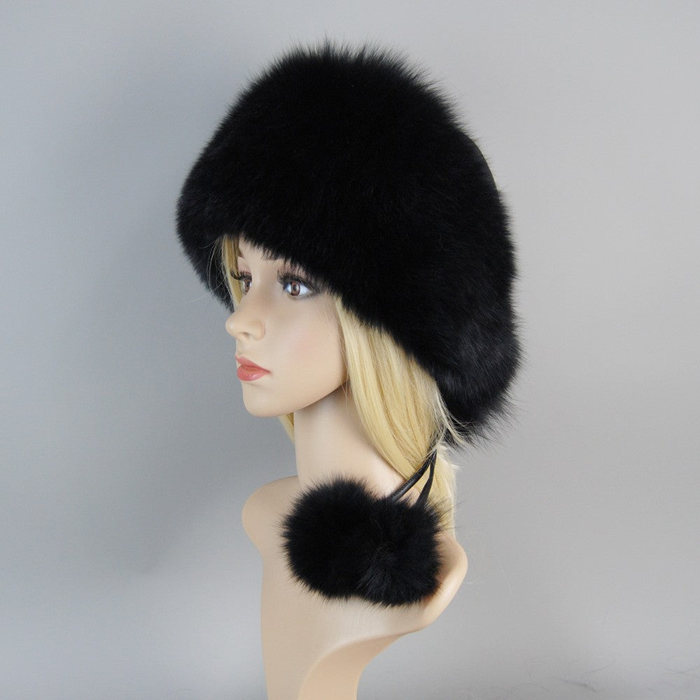 Nova Touca de Luxo de Inverno 100% Pelo de Raposa Natural Toucas de Pelo de Raposa Real de Qualidade para Mulheres Toucas de Pelo de Raposa Genuíno para Meninas