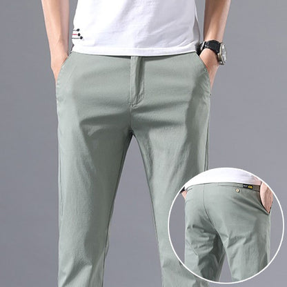Calças Masculinas de Negócios Sociais Casual Caqui Verde-claro Perna Reta Clássica Slim Fit Venda Quente Fina Masculina