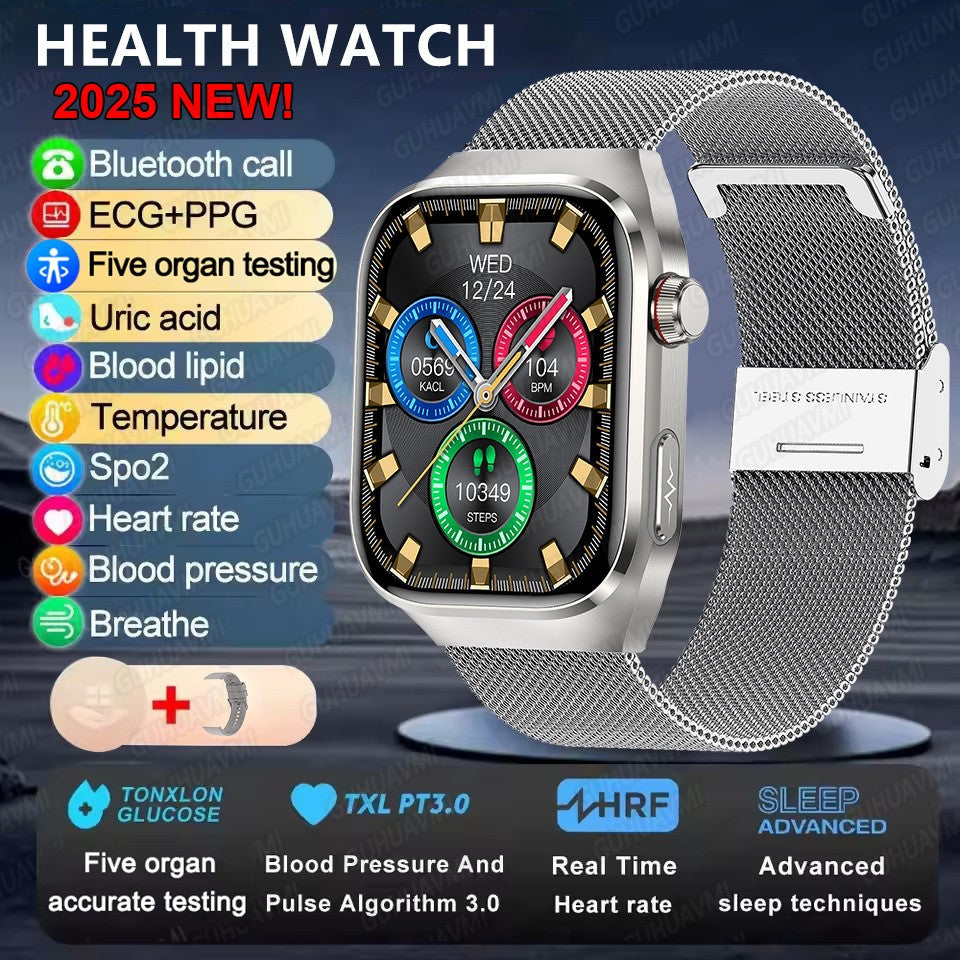 2025Novo Micro Exame Físico Smartwatch Para Homens Ácido Úrico Gordura Corporal Relógios de Saúde de Cinco Órgãos Chamada Bluetooth SmartBracelet