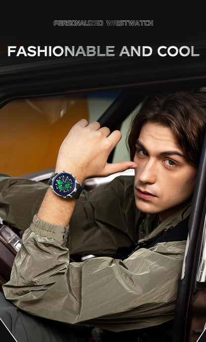 SANDA Mens Watches Countdown Waterproof Alarm Clock Wristwatch Multifunctional Luminous Men Quartz Digital Watch Alarm Clock