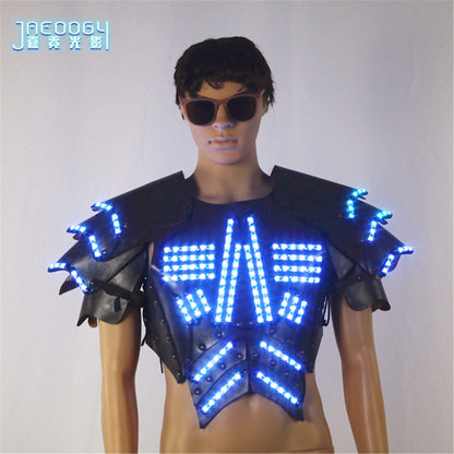 Men's Luminous Clothing Night Show Props Halloween LED Luminous Armor Stage COSPLAY Fluorescent Party Vest