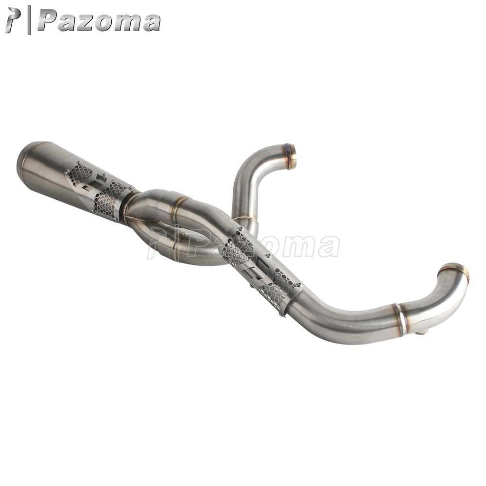 Pazoma 2-in-1 Exhaust Muffler Motorcycle Stepped Exhausts System For Harley Dyna Low Rider Street Fat Bob Super Wide Glide 06-17