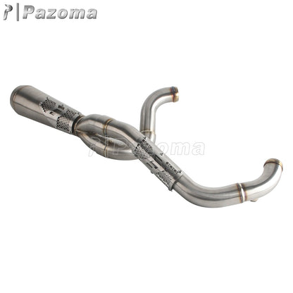 Pazoma 2-in-1 Exhaust Muffler Motorcycle Stepped Exhausts System For Harley Dyna Low Rider Street Fat Bob Super Wide Glide 06-17