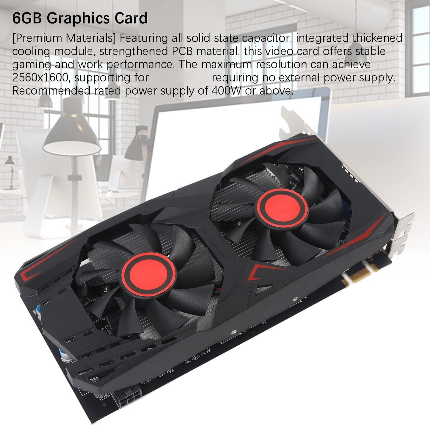 Gaming Graphics Card PCIE 2.0 16X Slot Double Fan HD Multimedia Interface Graphics Card Low Noise DVI VGA Interface for Work