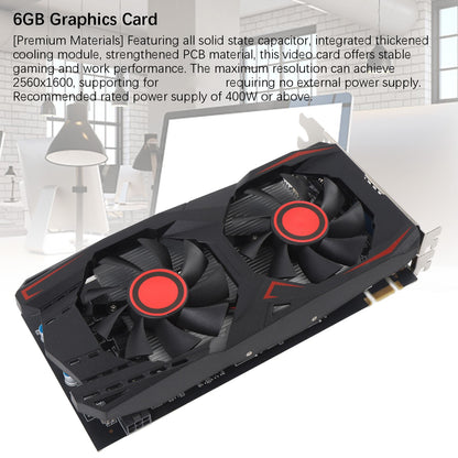 Gaming Graphics Card PCIE 2.0 16X Slot Double Fan HD Multimedia Interface Graphics Card Low Noise DVI VGA Interface for Work