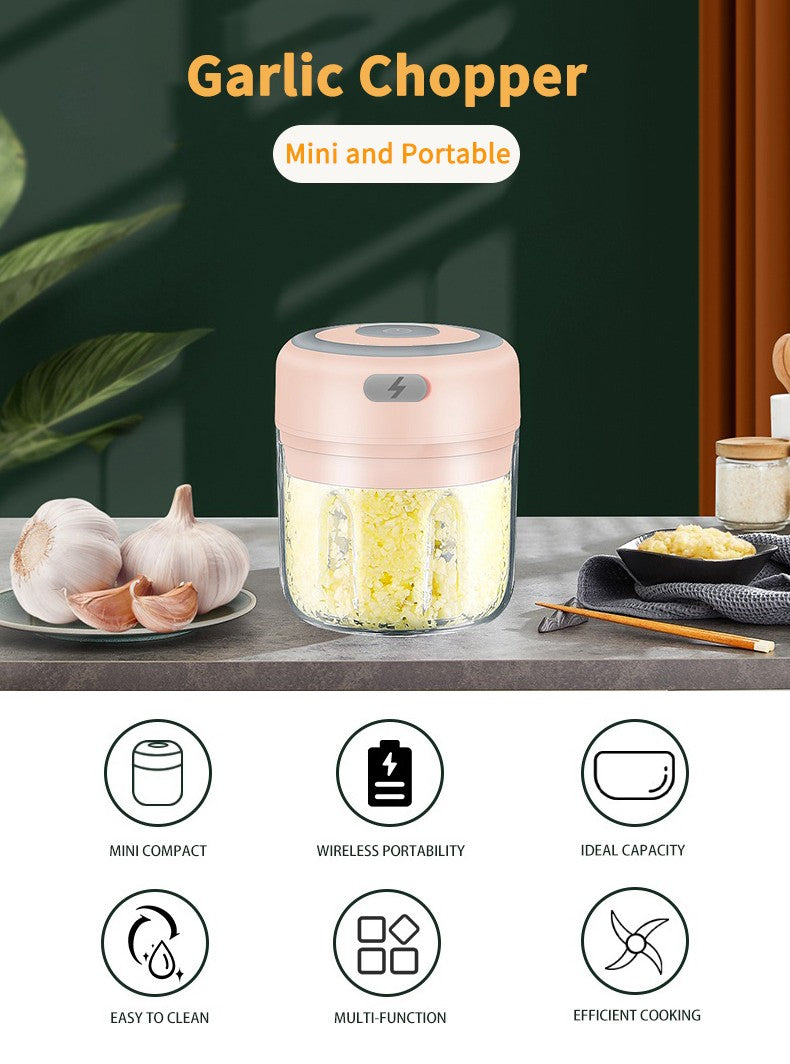 HiPiCok Moedor de Carne Elétrico Triturador de Alho Picador de Alimentos Mini Triturador de Alho Máquina de Moer Legumes USB Utensílios de Cozinha