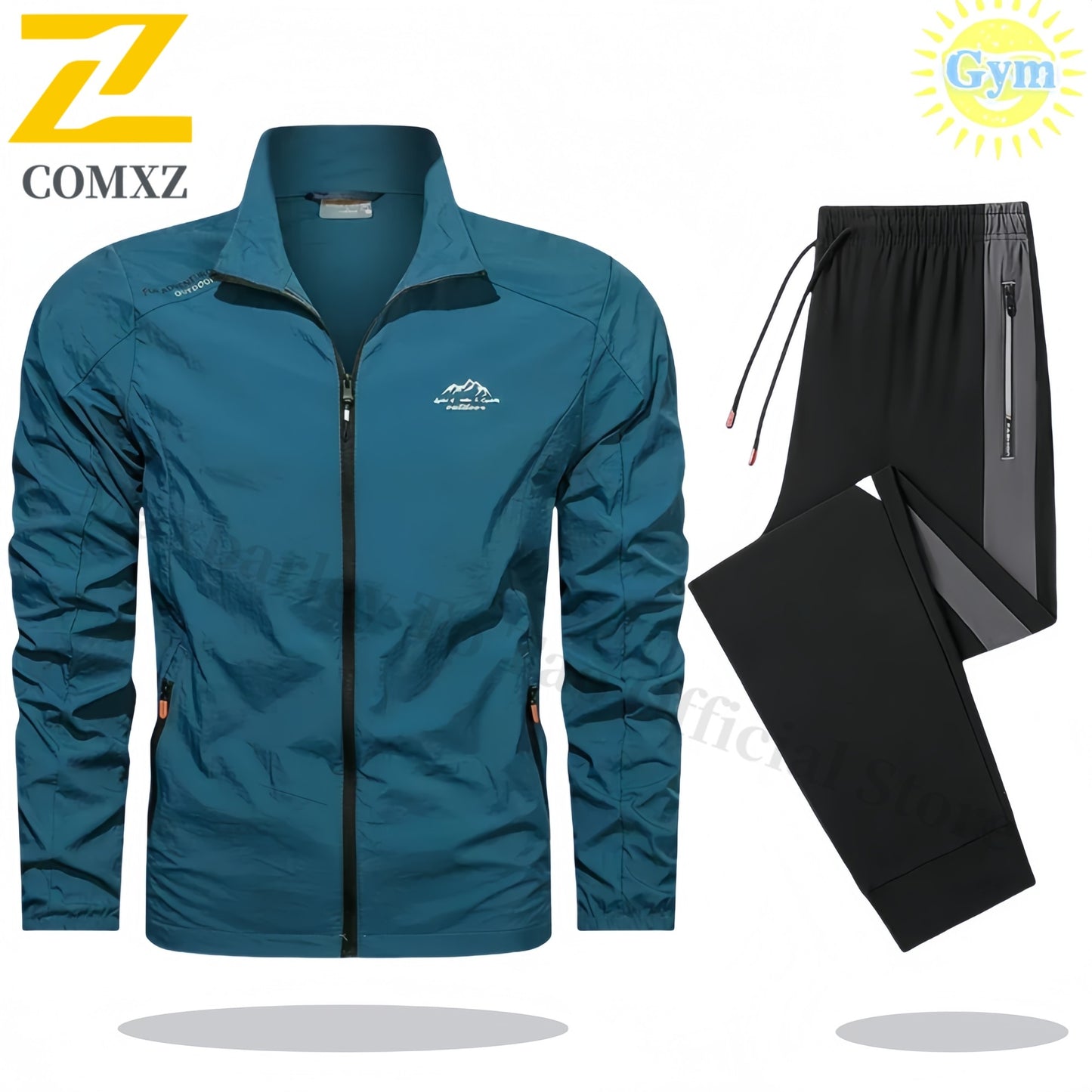 2025 Mens Sportswear Spring Summer Tracksuit 2 Piece Sets Sports Suit Sun Jacket + Pant Running Set Male Gym Exercise Clothing