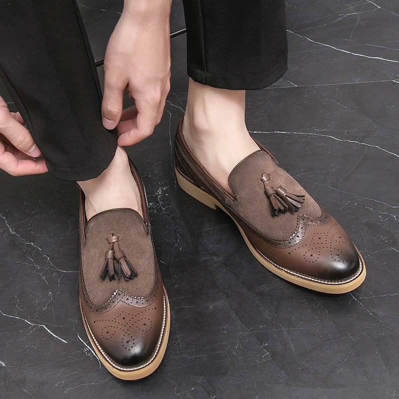 Men Business Dress Casual Fashion Elegant Formal ShoesSlip-on Evening Dress Loafers Party Tassel Leather Shoes Wedding Shoes