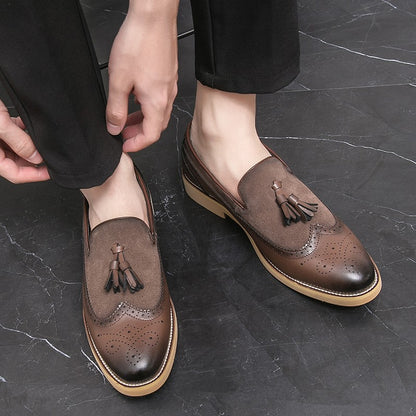 Men Business Dress Casual Fashion Elegant Formal ShoesSlip-on Evening Dress Loafers Party Tassel Leather Shoes Wedding Shoes