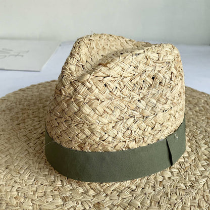 Chapéu de palha Raffite com aba grande para Jazz, chapéu de praia retrô inglês versátil para mulheres com proteção solar, estilo Hepburn, chapéu de senhora francesa