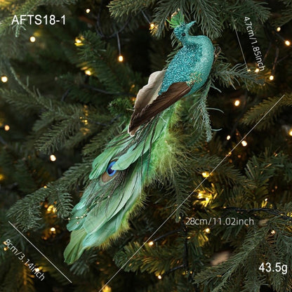 Elegant Realistic Glitter Christmas Peacock Ornaments Glitter Simulate Faux Peacock Simulation Bird Decor Holiday Season