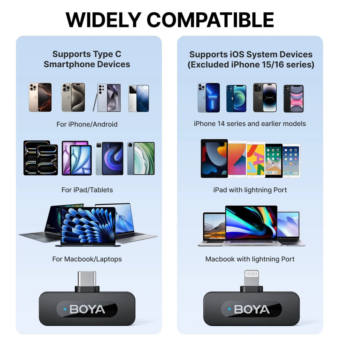 BOYA BY-V3 Microfone de Lapela Sem Fio com Cancelamento de Ruído Recarregável para iPhone Android Câmera Transmissão ao Vivo Vlogging