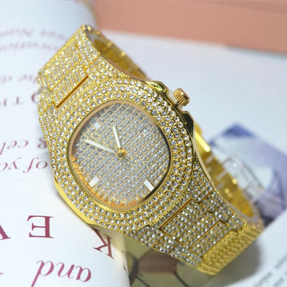 Luxury Diamond-Encrusted Hip Hop Watch Exquisite Fashion Design for Men And Women Casual Party Business Gift