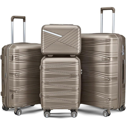 Conjunto de 4 Peças de Malas Giratórias, Malas Rígidas Expansíveis Aprovadas pela TSA, Conjunto de Viagem Leve para Homens e Mulheres