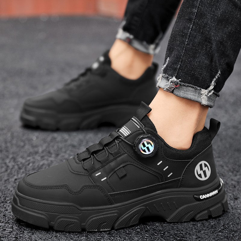 Men's boots autumn and winter new rotating shoelaces fashion casual boots youth outdoor boots anti slip soft sole workwear boots