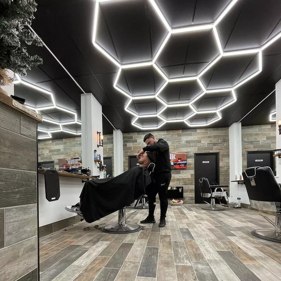Garage Hexagon LED Light 50000H 6500K Ultra Bright for Home Gym Barbershop Car Detailing Bar Basement Workshop Ceiling Lighting