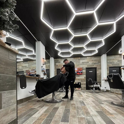 Garage Hexagon LED Light 50000H 6500K Ultra Bright for Home Gym Barbershop Car Detailing Bar Basement Workshop Ceiling Lighting