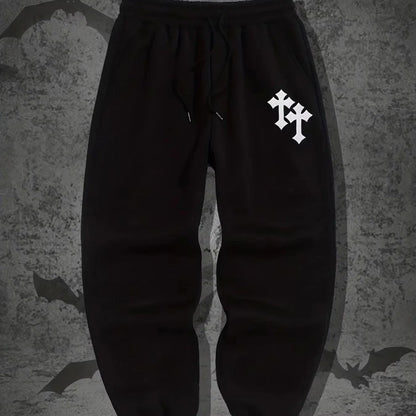 Harajuku hip-hop men's printed pants  Y2K Gothic casual leggings  sporty fashion  streetwear