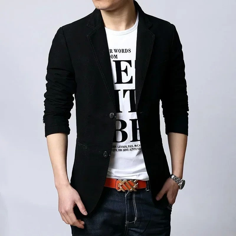 Cotton Business Casual Men Blazer Fashion Trend Slim Fit Solid Color Jacket Large Size M-6XL Khaki Black Brown Suit Coat